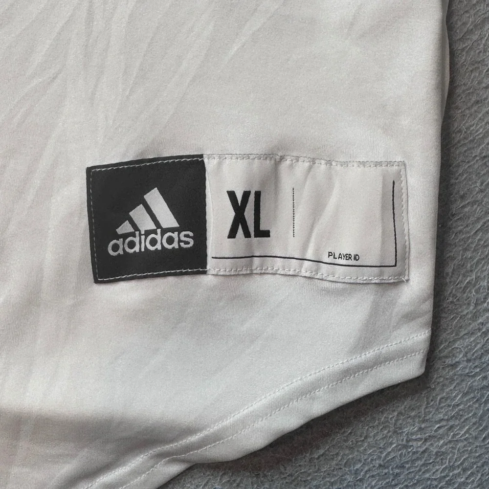 Adidas Jersey Mens XL White Climalite Baseball Henley Short Sleeve Logo Athletic